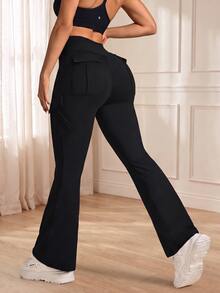 Eassivo Eassivo Casual Versatile Solid Color Slim Fit Cargo Sports Pants - Black - View 1