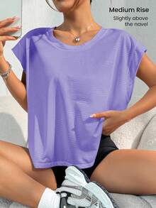 Eassivo Eassivo 宽松女式瑜伽外套跑步健身运动T恤背心 - 紫色 - 查看 6