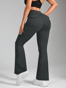 Eassivo Eassivo Women's High Waist Flared Casual Versatile Sport Pants - Grey - View 5