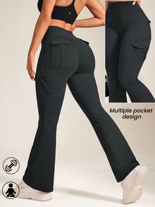 Eassivo Eassivo Women's High Waist Flared Casual Versatile Sport Pants - Grey - View 3