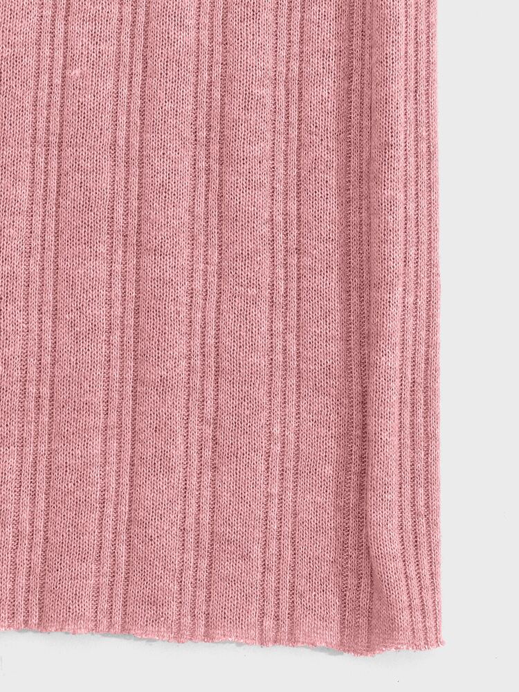 SHEIN طقم بنطلونات نوم نسائية كاجوال مريحة للمنزل للصيف، مقاس كبير، 3 قطع، تريكو مضلع، أزرق فاتح ووردي وأخضر زمردي، بتفاصيل رباط وهمي، طويلة - متعدد الألوان - مشاهدة 4