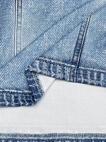 SHEIN 女款時尚百搭牛仔效果印花性感抹胸上衣 - 彩色 - 查看 6