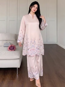 Modelyn Spring/Autumn Gentle Elegant Elegant Versatile Daily Slimming Flattering Floral Print Date Women's 2-Piece Set - Multicolor - View 4