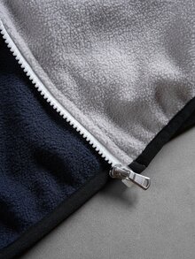 PAVTROS Men's Colorblock Fleece Hooded Jacket, Raglan Sleeve Full Zip Hoodie, Contrast Patchwork Embroidered Logo Design, Suitable For Outdoor And Daily Wear, Gift For Friends And Boyfriend, Men's Zip-Up Jacket, Men's Hooded Jacket, Autumn/Winter - Light Grey - View 7