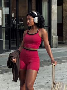 Rovax Women's Colorblock Patchwork Camisole & Shorts Sports Set - Red - View 6