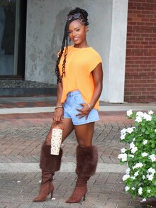 Steph T Women's Solid Color Crew Neck Casual Everyday Sweater Vest - Orange - View 4