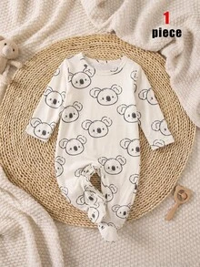 Random 1 Autumn/Winter Sets Newborn 0-12 Months Jumpsuit Forest Style Cute Ditsy Floral With Chain Craft Contrast Color Fresh Style Long Sleeve - Multicolor - View 2