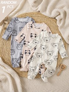 Random 1 Autumn/Winter Sets Newborn 0-12 Months Jumpsuit Forest Style Cute Ditsy Floral With Chain Craft Contrast Color Fresh Style Long Sleeve - Multicolor - View 4