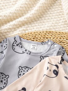 Random 1 Autumn/Winter Sets Newborn 0-12 Months Jumpsuit Forest Style Cute Ditsy Floral With Chain Craft Contrast Color Fresh Style Long Sleeve - Multicolor - View 6