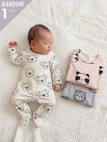 Random 1 Autumn/Winter Sets Newborn 0-12 Months Jumpsuit Forest Style Cute Ditsy Floral With Chain Craft Contrast Color Fresh Style Long Sleeve - Multicolor - View 10