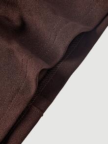 SHEIN MOD Plus Size Vintage Brown Ultra High Waist Wide Leg Pants, Retro Elegant Long Trousers, Daily Commute Outfit - Brown - View 4