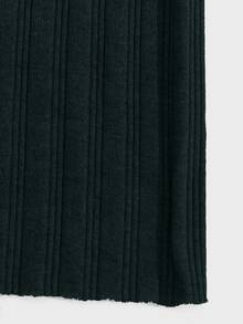 SHEIN Cottnline PLUS SIZE 100Cotton 3 Pcs Solid Knit Pant Set Pajama Pants Wide Leg Ribbed Lounge Drawstring Night Black Dark Green Navy Blue Autumn - Multicolor - View 5
