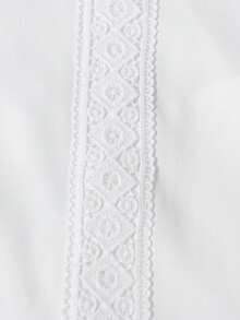 EMERY ROSE Women's Vintage Comfortable Lace Minimalist Round Neck Short Sleeve Dress, Casual Relaxed Bohemian Style For Holiday - White - View 6
