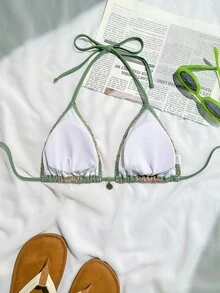 Swim Vcay Women's Special Fabric Shell Pendant Lace-Up Backless Top Summer - Multicolor - View 6