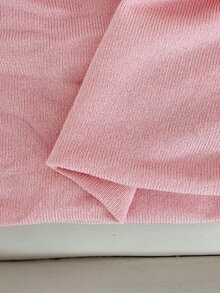 SHEIN Women's Pink Soft Sweet Style Deep V-Neck Ruched Design Slim Fit Short Sweater, Suitable For Date, Commute, Party, Casual Daily Wear - Pink - View 9