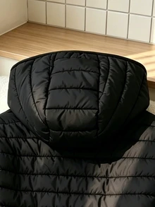 SHEIN 青少年女孩長袖抓絨輕量連帽休閒可愛街頭風寬鬆極簡百搭加厚外套，秋冬工作穿搭，黑色 - 黑色 - 查看 10