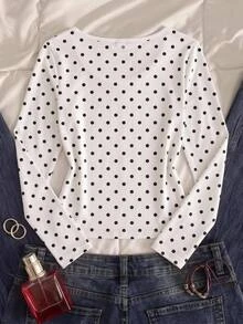 SHEIN Kids Tween Girls Simple & Comfortable Long Sleeve Top, Autumn/Winter - White - View 8