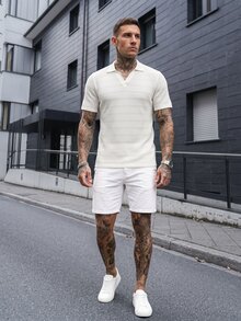 Manfinity CasualCool Men's Solid Color Casual Versatile Commute Travel Short Sleeve Polo Shirt - Khaki - View 5