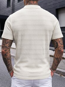 Manfinity CasualCool Men's Solid Color Casual Versatile Commute Travel Short Sleeve Polo Shirt - Khaki - View 8