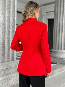 Pariaura European And American Fashion Elegant Stand Collar Frog Button Heart Hollow Waist-Cinching Slimming Overcoat - Red - View 2