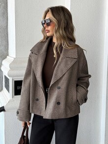 Trelyra Jaket Lengan Panjang Kasual Serbaguna untuk Wanita Motif Kotak-kotak, Cocok untuk Sehari-hari - MultiWarna - View 5