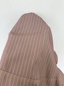 Trelyra Jaket Pendek Kerah Tegak Bergaris Cokelat Kopi Maillard untuk Wanita, Model Vintage dengan Kancing Logam di Bahu dan Desain Epaulette, Blazer Pendek Pas Badan, Atasan Serbaguna untuk Beraktivitas di Luar Rumah - Coffee Brown - View 7