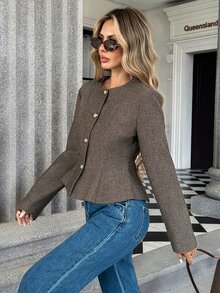Trelyra Elegant French Vintage Commuter Chic High-End Design Coat - Multicolor - View 5