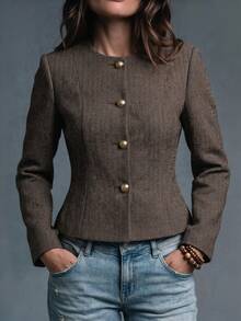 Trelyra Elegant French Vintage Commuter Chic High-End Design Coat - Multicolor - View 1