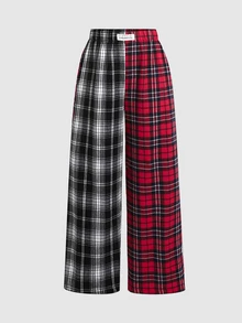 SHEIN Kids Tween Girl Letter Patchwork Contrast Patch Wide Leg Loose Long Pants - Multicolor - View 9