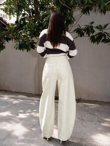 Bris Aura Women's Casual Everyday Pockets Button Jeans - White - View 2