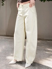 Bris Aura Women's Casual Everyday Pockets Button Jeans - White - View 6