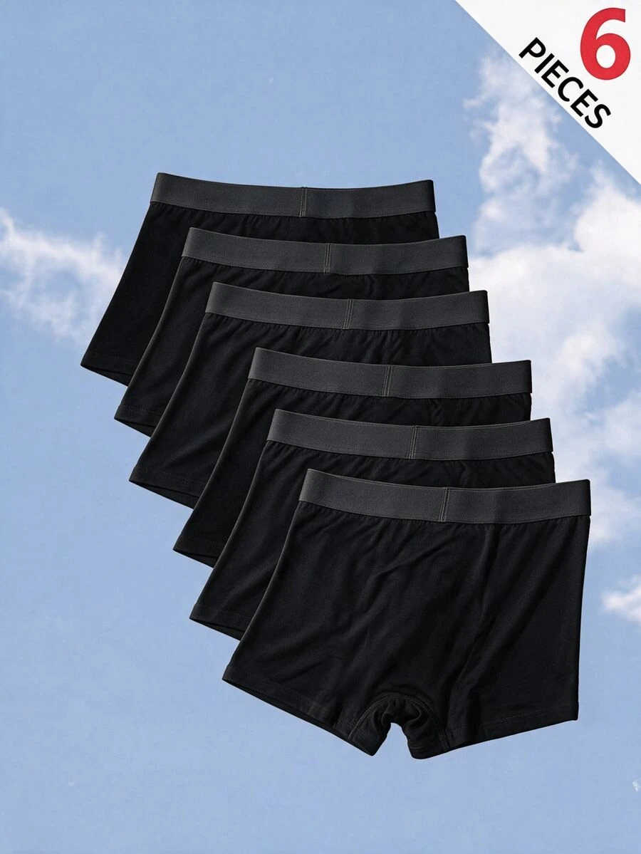 SHEIN 兒童 6件組 青少年男孩三角內褲 - 黑色 - 查看 1