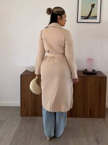 Maria Perezxox 女款雙排扣收腰風衣，秋冬服飾 - 杏色 - 查看 2