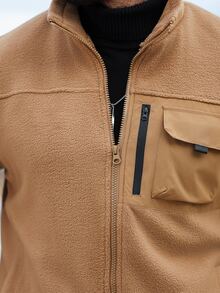 Manfinity CasualCool Men's Solid Color Minimalist Casual Long Sleeve Jacket - Coffee Brown - View 7