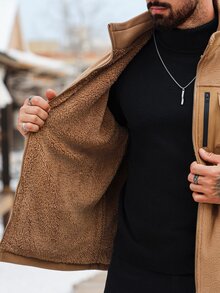 Manfinity CasualCool Men's Solid Color Minimalist Casual Long Sleeve Jacket - Coffee Brown - View 9