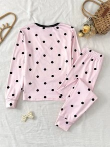 SHEIN Pakaian Santai Anak Perempuan Remaja Motif Polkadot Potongan Sederhana Pas Badan - MultiWarna - View 6