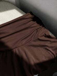 Comfortcana Casual Brown Minimalist Pleated Skirt - Brown - View 6