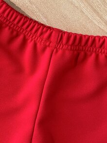 SHEIN 2件組幼兒嬰兒運動衫褲套裝 可愛甜美紅色聖誕老人條紋長袖圓領常規款 派對冬季秋季聖誕節酒紅色新年 - 紅白色 - 查看 7