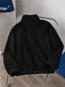 Daypath American Retro Half-Zip Fleece Sweatshirt, Suitable For Daily Commute And Campus Casual Wear, Outdoor Light Sports And Autumn/Winter Travel - Black - View 3