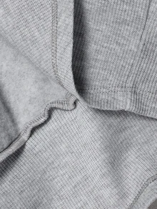 SHEIN MOD Sweatshirt Berkerudung Kerah Bulu Kasual Wanita, Musim Gugur/Dingin - Grey - View 9