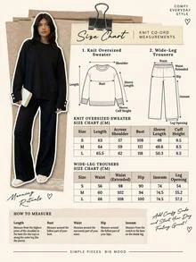SHEIN WOMEN'S WEAR BLACK BUTTON CUFF DETAILED 2PCS SWEATER & WIDE LEG PANTS CO-ORD SET - Black - View 11