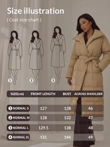 RiviMae Women Solid Color Pocket And Belted Detailed Regular Fit Long Wintercoats - Beige - View 8