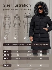 Pariaura Fur Hoodie Zipper And Pocket Detailed Long Winter Coats - الأسود - مشاهدة 9