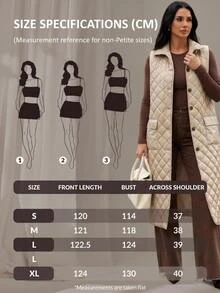 Pariaura Damen gepolsterte Stil Taschen detaillierte lange Westen - Beige - Übersicht 11