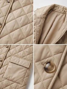 Pariaura Damen gepolsterte Stil Taschen detaillierte lange Westen - Beige - Übersicht 10