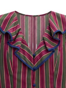 Nöista Blus Peplum Bergaris dengan Kerah Berumbai dan Lengan Mengembang. Musim Gugur/Musim Dingin, Acara Jalan-jalan, Elegan, Halloween, Sehari-hari. - Hijau - View 13