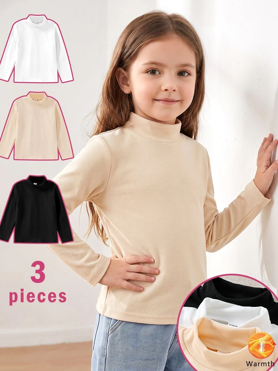 Young Girl Multi-Color Long Sleeve Turtleneck Base Layer - Multicolor - View 1