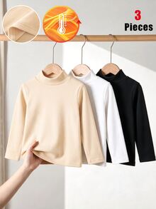 Young Girl Multi-Color Long Sleeve Turtleneck Base Layer - Multicolor - View 3
