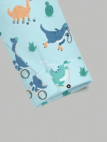 PopScrub Cute Cartoon Blue Dinosaur Print Women's /Nursing Scrub Uniform Jacket - Multicolor - View 6