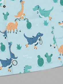 PopScrub Cute Cartoon Blue Dinosaur Print Women's /Nursing Scrub Uniform Jacket - Multicolor - View 3